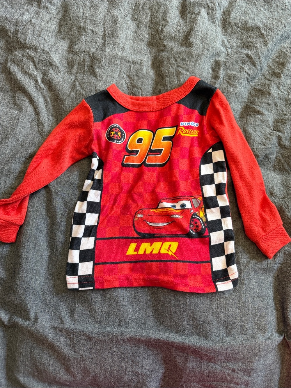 Disney Red Lightning McQueen Racing Tee with Checkered Panels